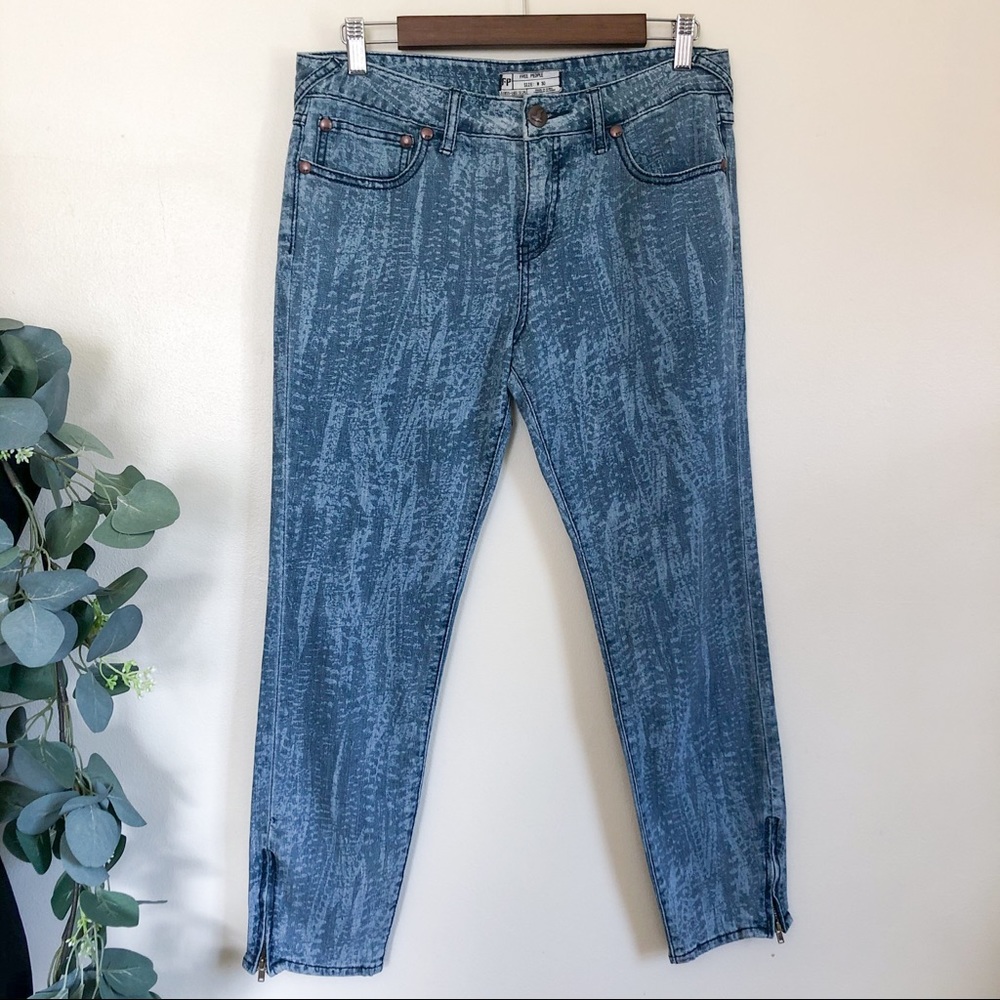 free people | patterned zippered hem jeans 30